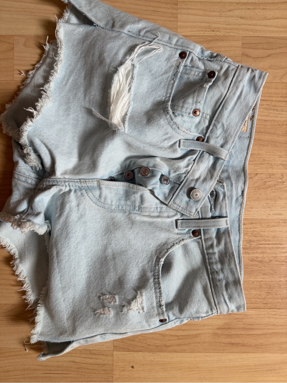 Levi's Light Blue Distressed Denim Cutoff Shorts